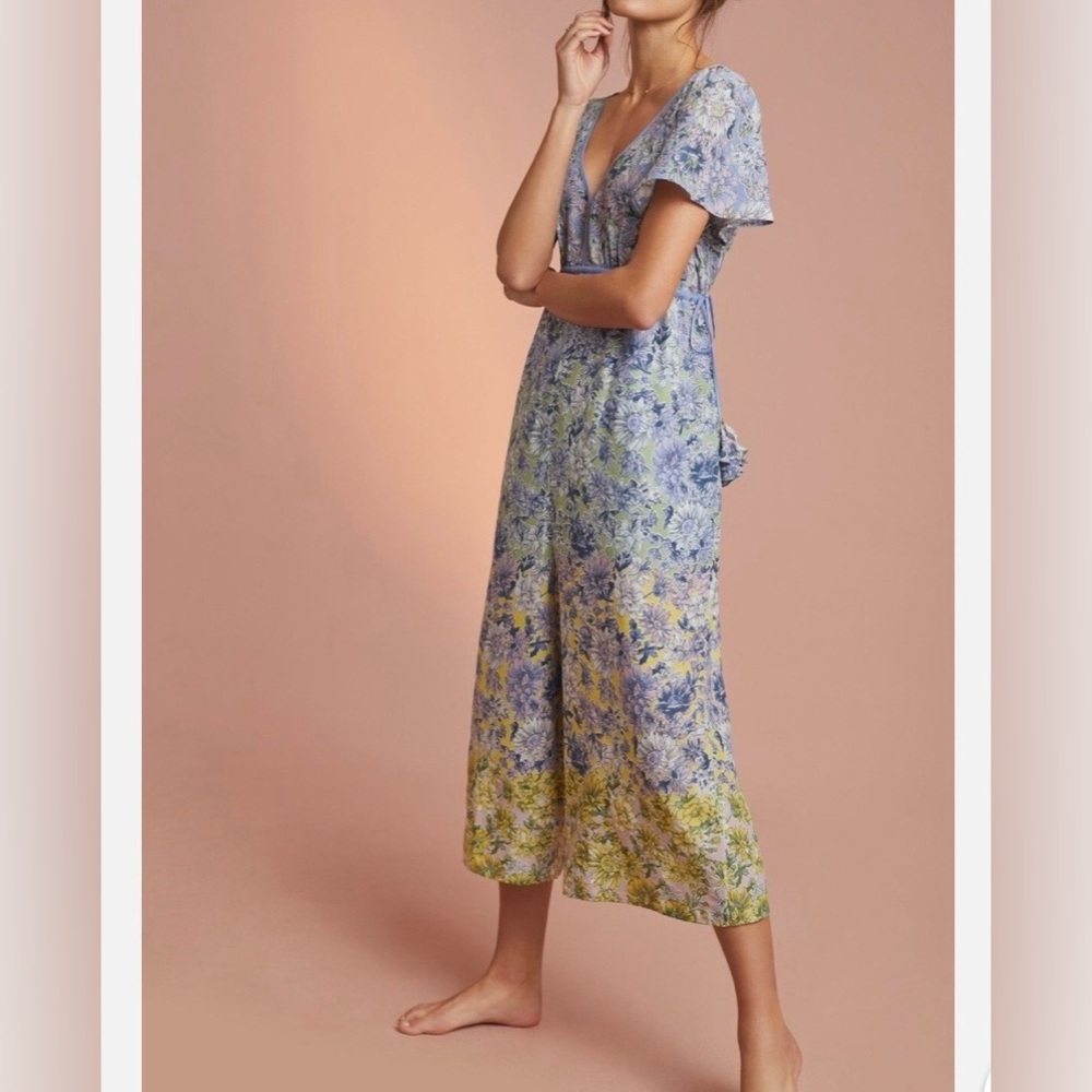Anthropologie Pastel Floral V-Neck Dress